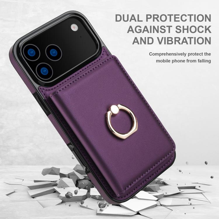 For iPhone 17 Pro Max RFID Anti-theft Card Ring Holder Phone Case