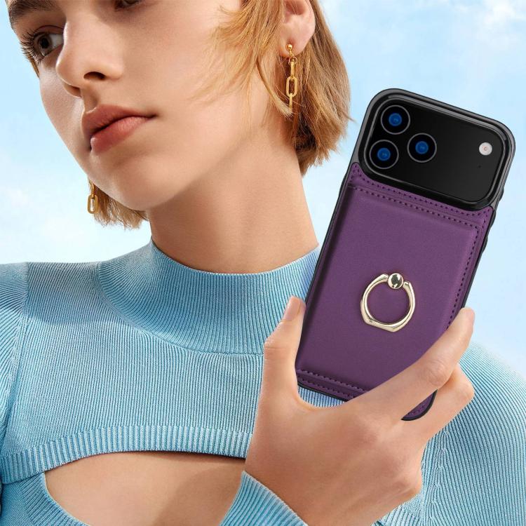 For iPhone 17 Pro Max RFID Anti-theft Card Ring Holder Phone Case
