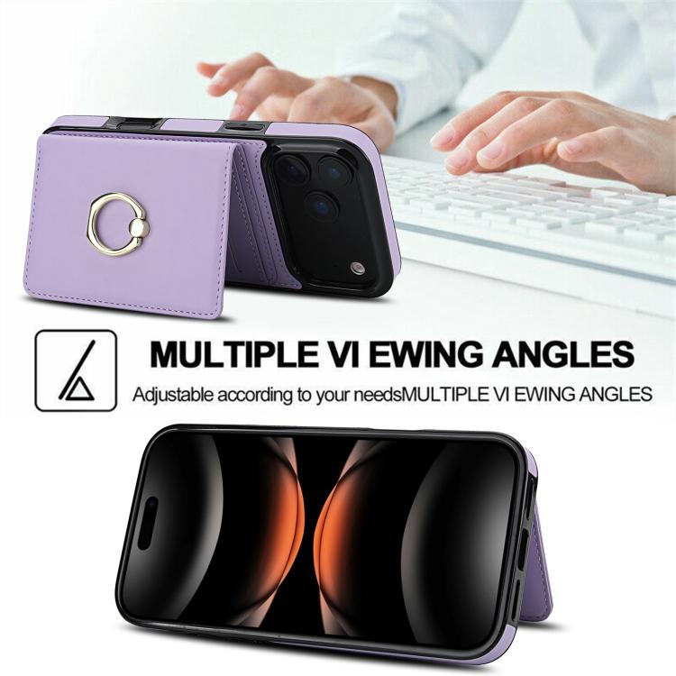 For iPhone 17 Pro Max RFID Anti-theft Card Ring Holder Phone Case