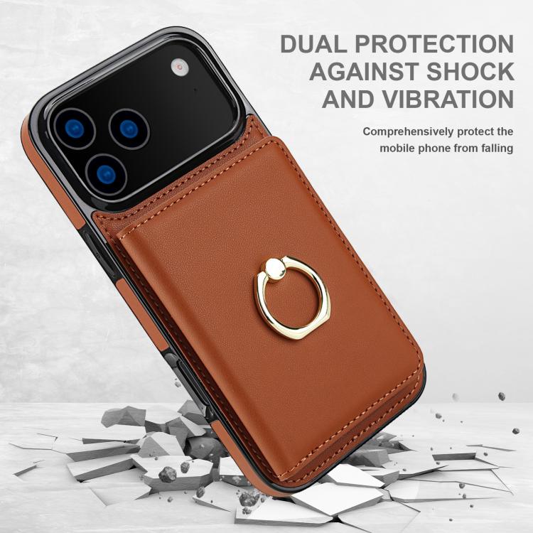For iPhone 17 Pro Max RFID Anti-theft Card Ring Holder Phone Case