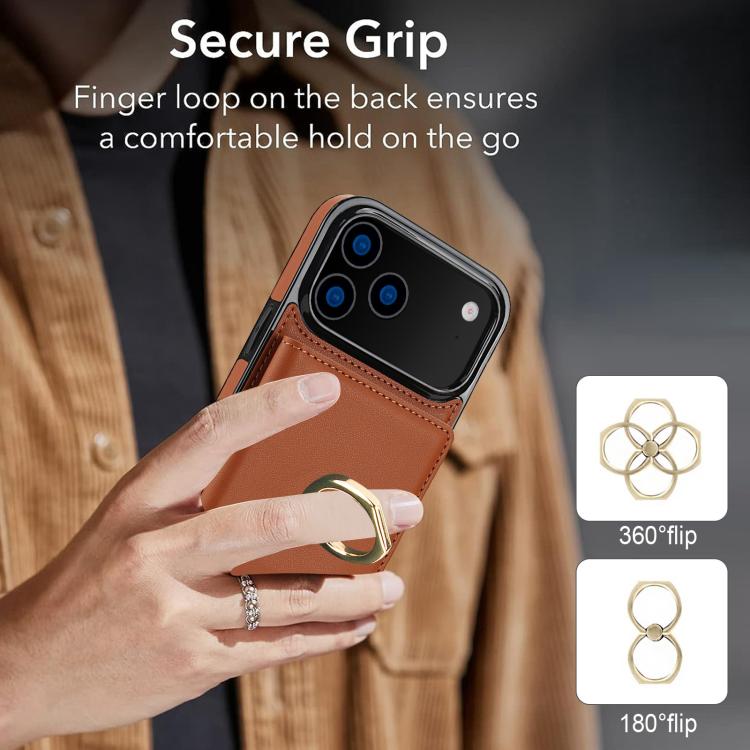 For iPhone 17 Pro Max RFID Anti-theft Card Ring Holder Phone Case