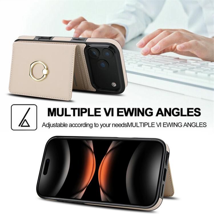 For iPhone 17 Pro RFID Anti-theft Card Ring Holder Phone Case