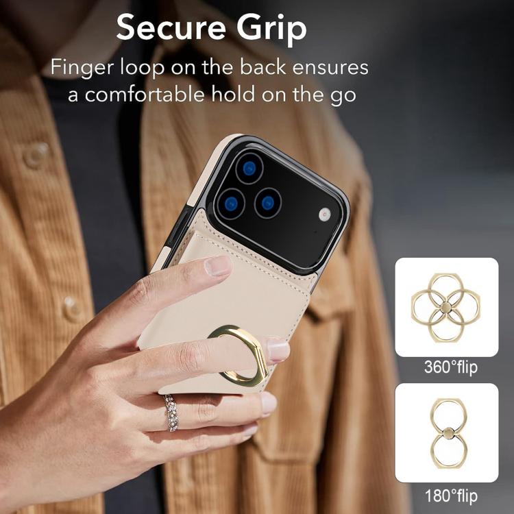 For iPhone 17 Pro RFID Anti-theft Card Ring Holder Phone Case