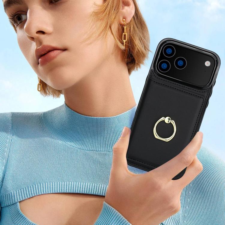 For iPhone 17 Pro RFID Anti-theft Card Ring Holder Phone Case