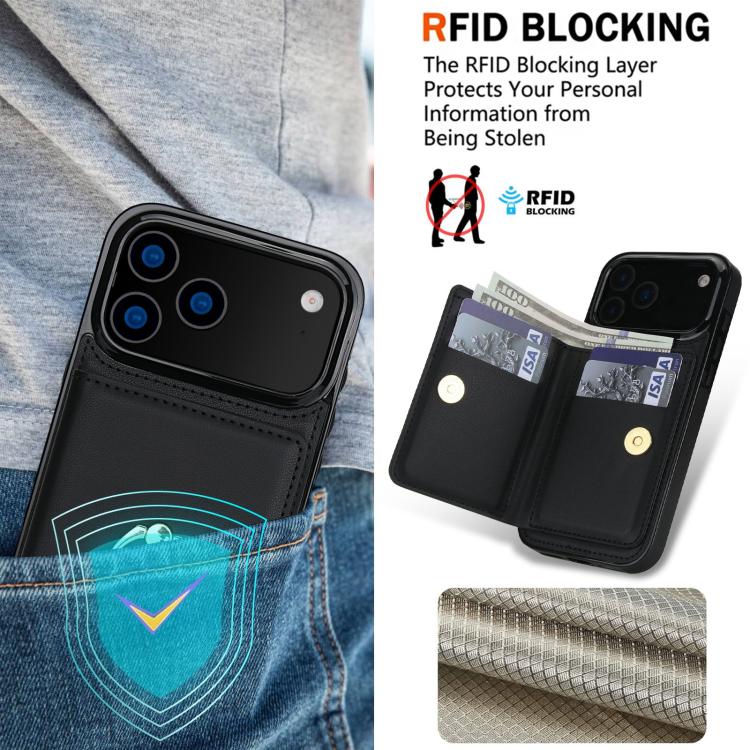 For iPhone 17 Pro RFID Anti-theft Card Ring Holder Phone Case