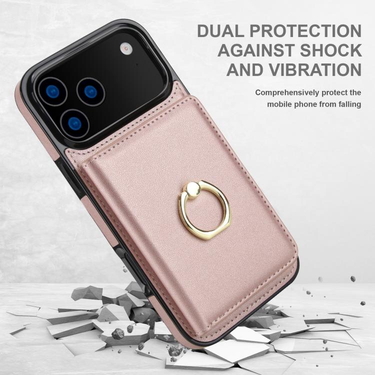 For iPhone 17 Pro RFID Anti-theft Card Ring Holder Phone Case