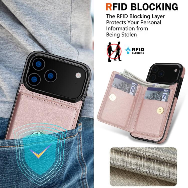 For iPhone 17 Pro RFID Anti-theft Card Ring Holder Phone Case