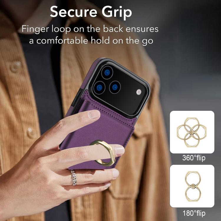 For iPhone 17 Pro RFID Anti-theft Card Ring Holder Phone Case