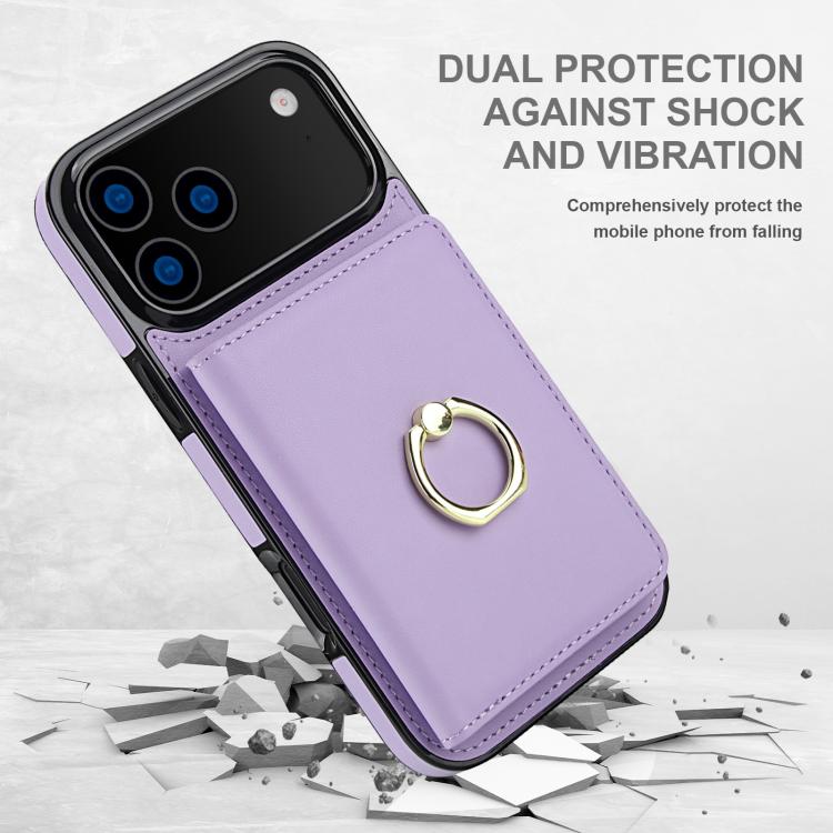 For iPhone 17 Pro RFID Anti-theft Card Ring Holder Phone Case