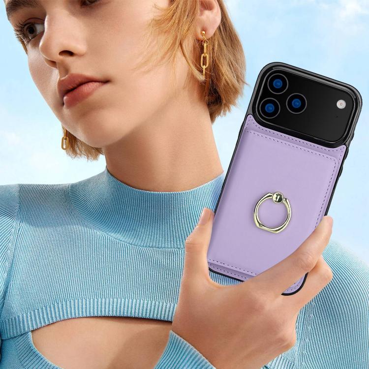 For iPhone 17 Pro RFID Anti-theft Card Ring Holder Phone Case