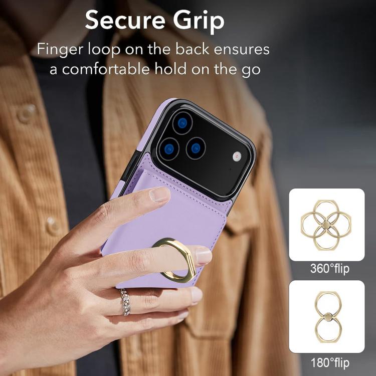 For iPhone 17 Pro RFID Anti-theft Card Ring Holder Phone Case