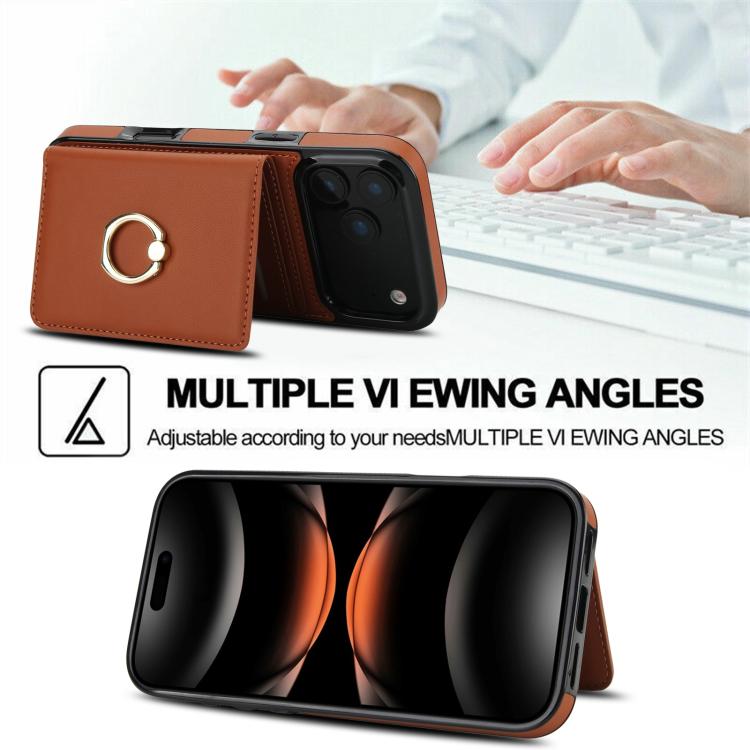 For iPhone 17 Pro RFID Anti-theft Card Ring Holder Phone Case
