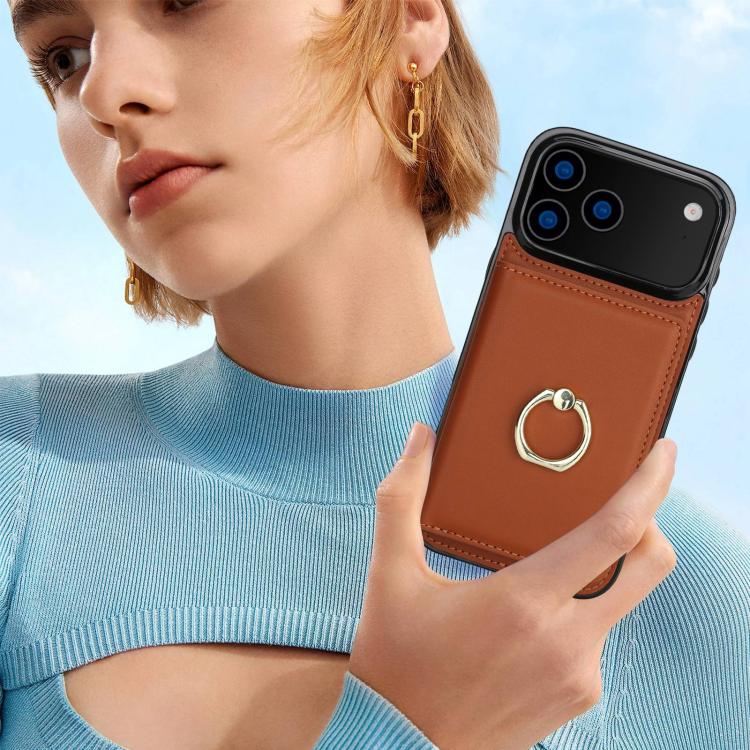 For iPhone 17 Pro RFID Anti-theft Card Ring Holder Phone Case
