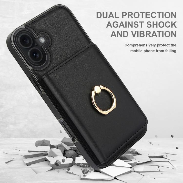 For iPhone 17 RFID Anti-theft Card Ring Holder Phone Case