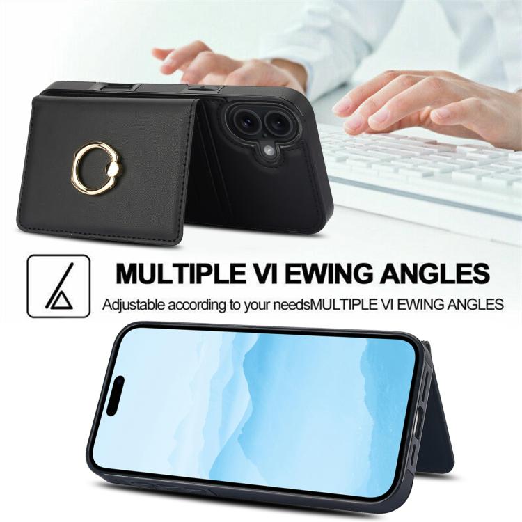 For iPhone 17 RFID Anti-theft Card Ring Holder Phone Case