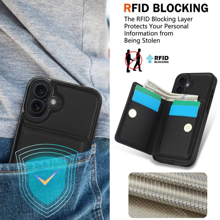 For iPhone 17 RFID Anti-theft Card Ring Holder Phone Case