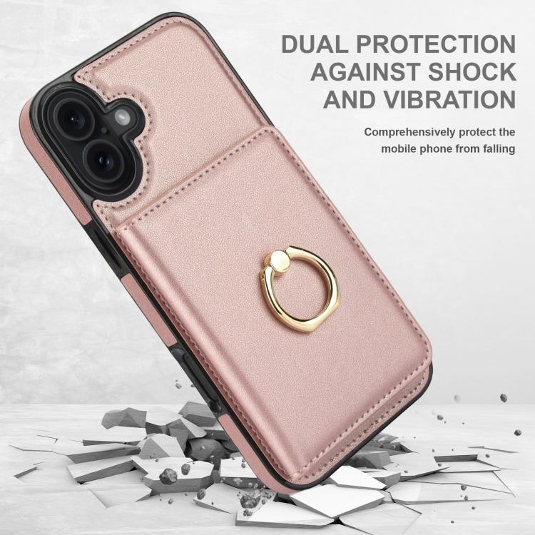 For iPhone 17 RFID Anti-theft Card Ring Holder Phone Case