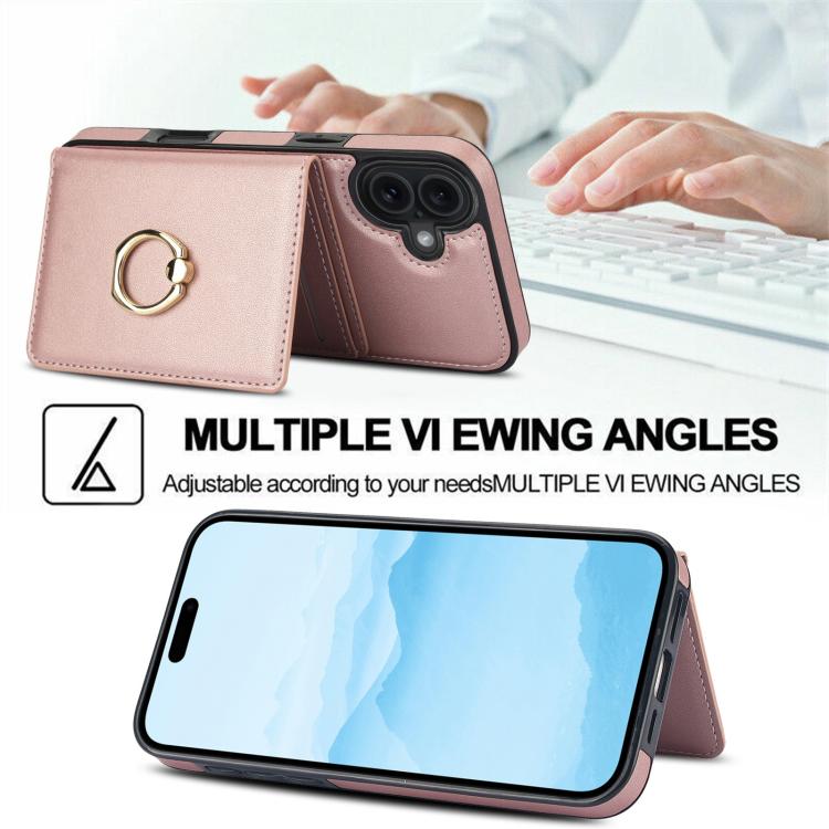 For iPhone 17 RFID Anti-theft Card Ring Holder Phone Case