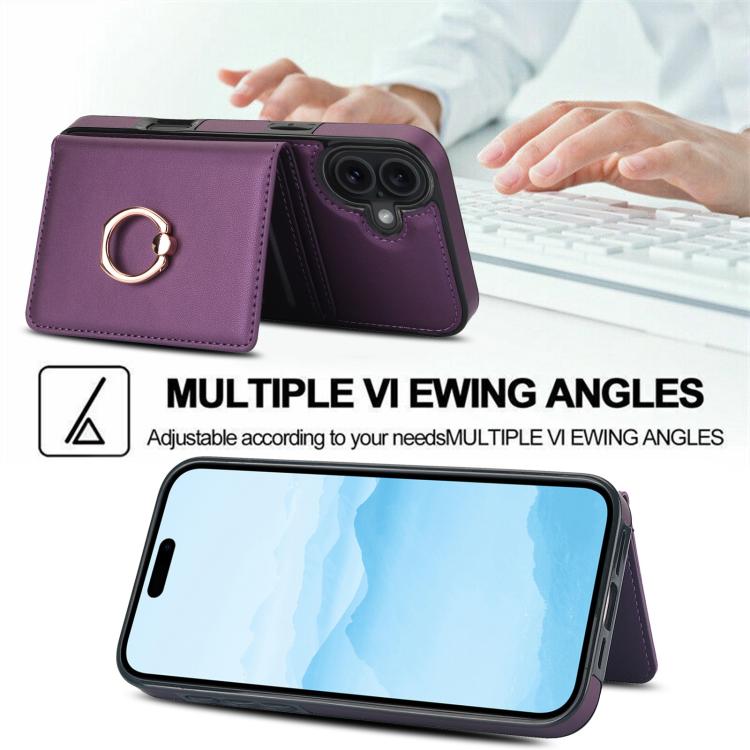 For iPhone 17 RFID Anti-theft Card Ring Holder Phone Case