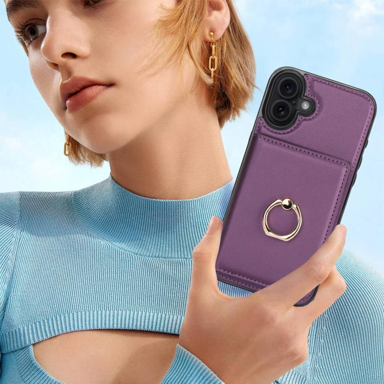 For iPhone 17 RFID Anti-theft Card Ring Holder Phone Case