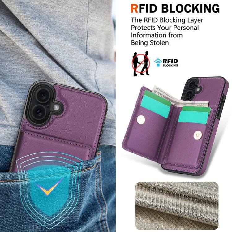 For iPhone 17 RFID Anti-theft Card Ring Holder Phone Case