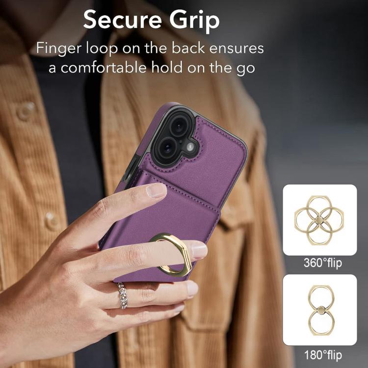 For iPhone 17 RFID Anti-theft Card Ring Holder Phone Case