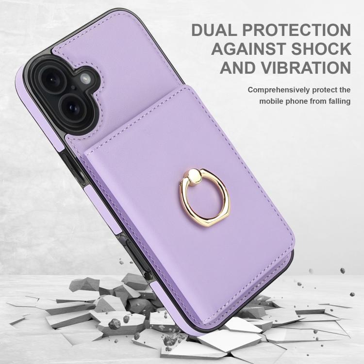 For iPhone 17 RFID Anti-theft Card Ring Holder Phone Case
