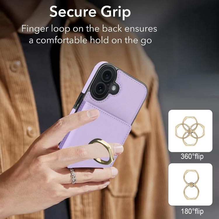 For iPhone 17 RFID Anti-theft Card Ring Holder Phone Case
