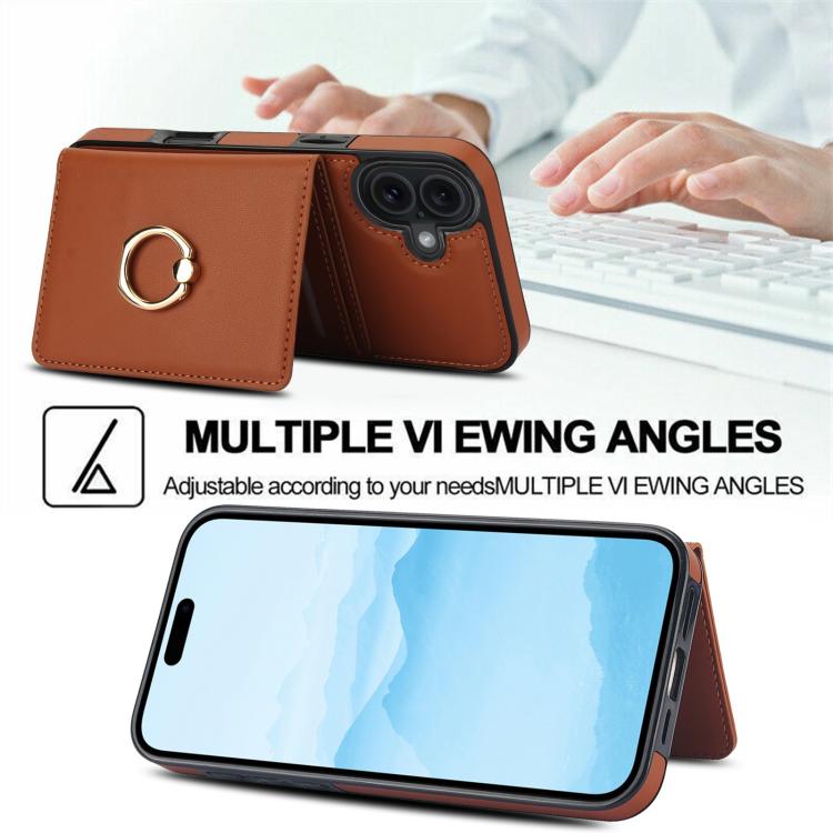 For iPhone 17 RFID Anti-theft Card Ring Holder Phone Case