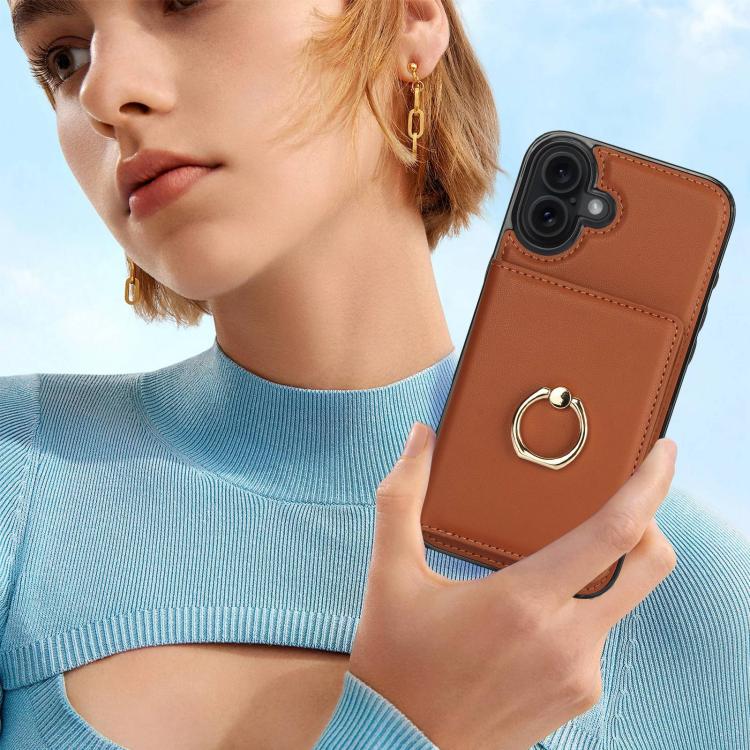 For iPhone 17 RFID Anti-theft Card Ring Holder Phone Case