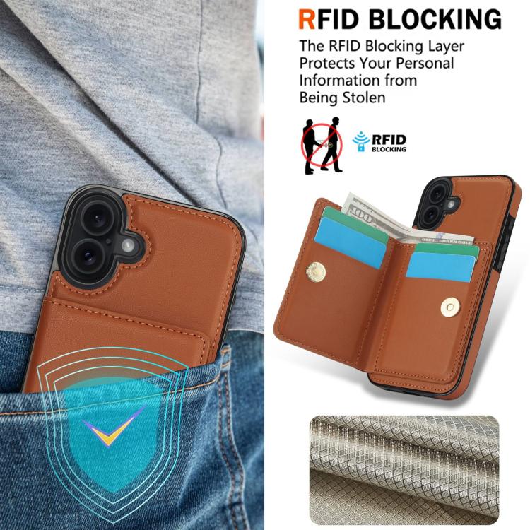 For iPhone 17 RFID Anti-theft Card Ring Holder Phone Case