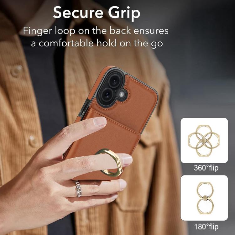 For iPhone 17 RFID Anti-theft Card Ring Holder Phone Case
