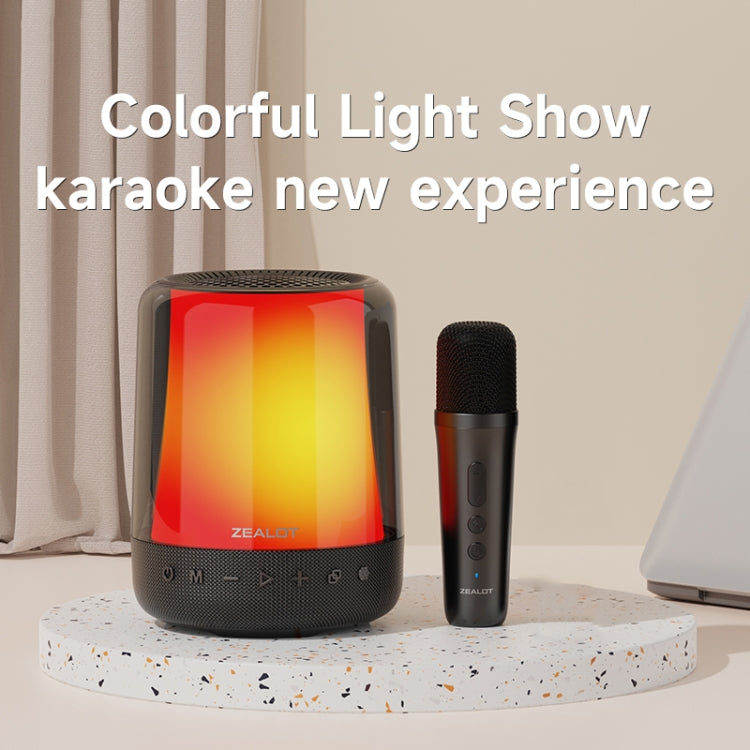 Zealot S66M RGB Rhythmic Light Karaoke Wireless Speaker, Style:Single Mic - Black