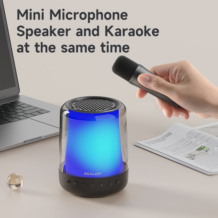 Zealot S66M RGB Rhythmic Light Karaoke Wireless Speaker, Style:Single Mic - Black