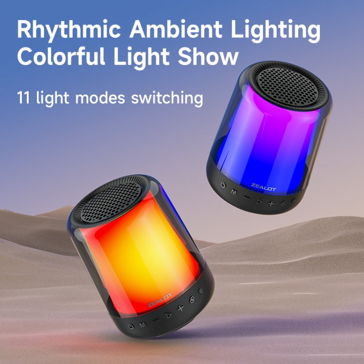 Zealot S66M RGB Rhythmic Light Karaoke Wireless Speaker, Style:Single Mic - Black