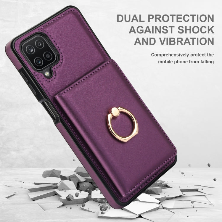 For Samsung Galaxy A12 RFID Anti-theft Card Ring Holder Phone Case