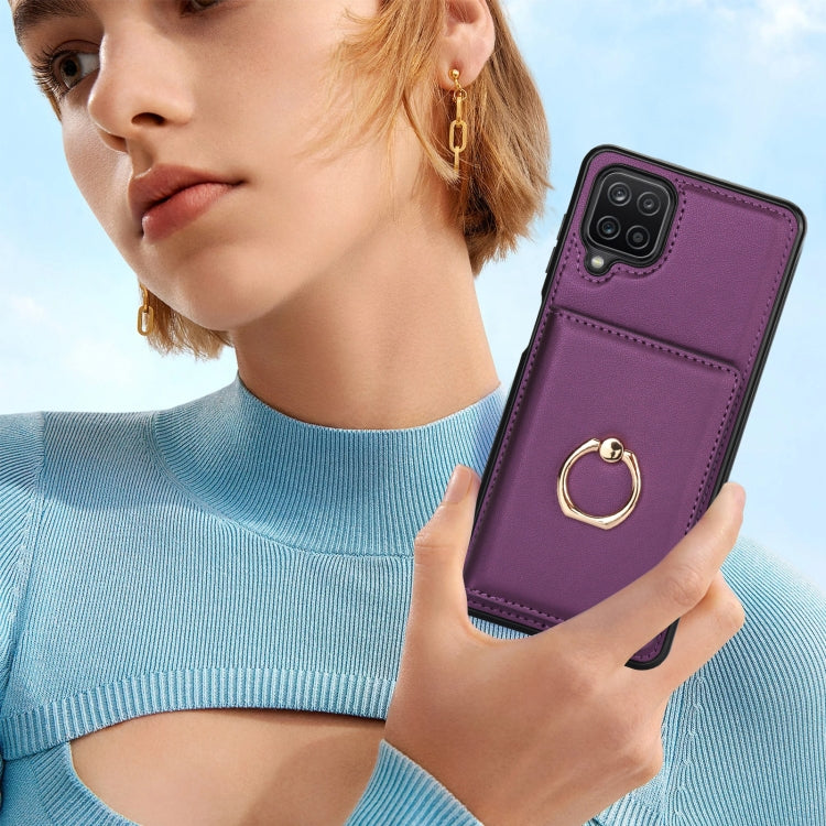 For Samsung Galaxy A12 RFID Anti-theft Card Ring Holder Phone Case