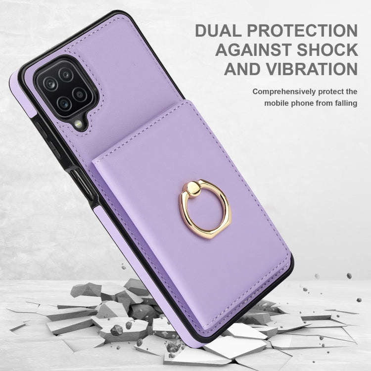 For Samsung Galaxy A12 RFID Anti-theft Card Ring Holder Phone Case