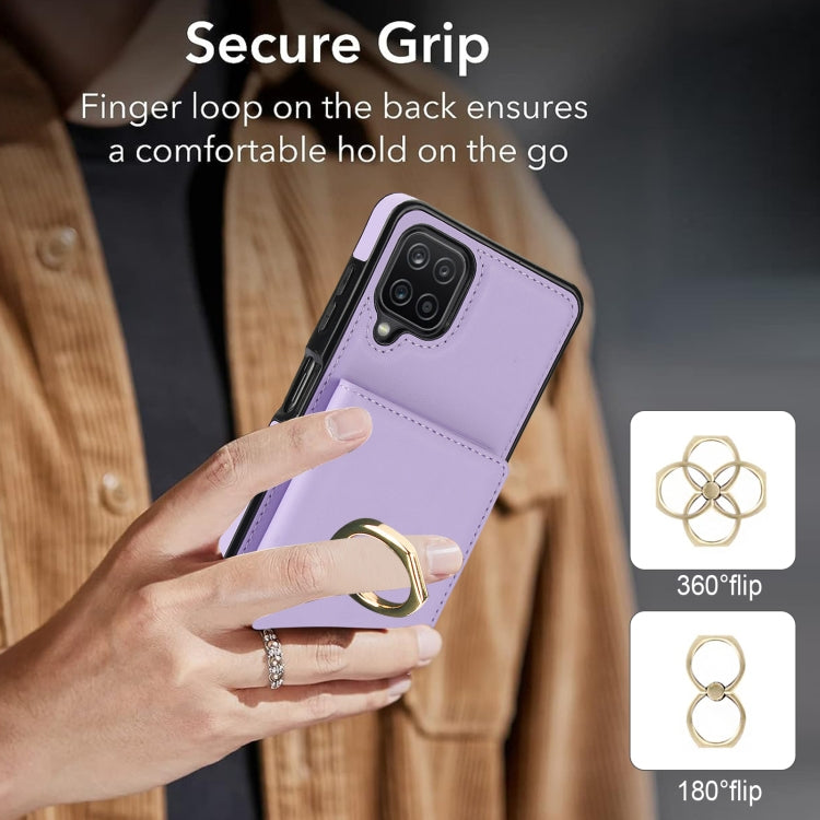 For Samsung Galaxy A12 RFID Anti-theft Card Ring Holder Phone Case