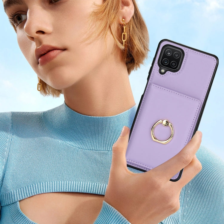 For Samsung Galaxy A12 RFID Anti-theft Card Ring Holder Phone Case