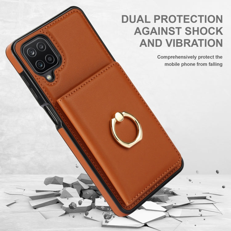 For Samsung Galaxy A12 RFID Anti-theft Card Ring Holder Phone Case