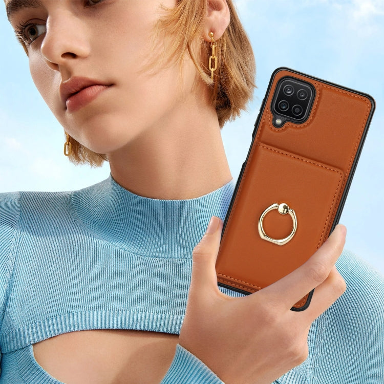 For Samsung Galaxy A12 RFID Anti-theft Card Ring Holder Phone Case