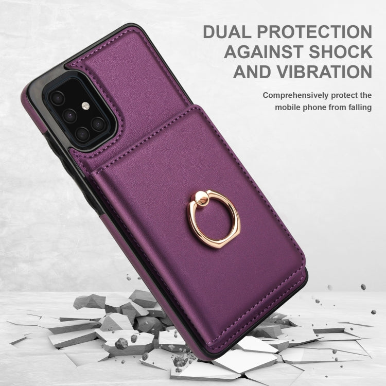 For Samsung Galaxy A71 4G RFID Anti-theft Card Ring Holder Phone Case