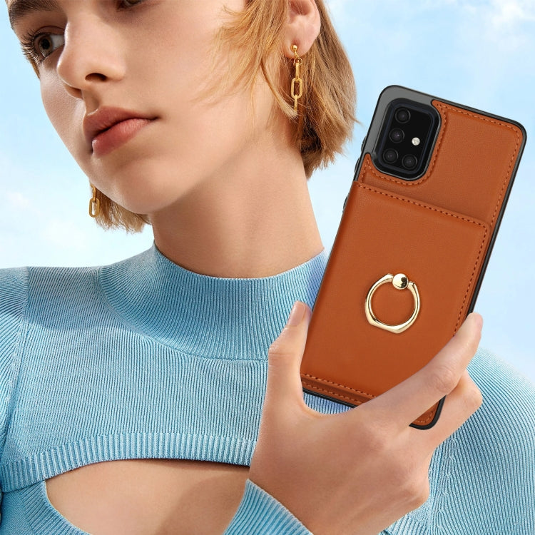 For Samsung Galaxy A71 4G RFID Anti-theft Card Ring Holder Phone Case