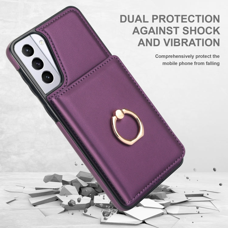 For Samsung Galaxy S21 5G RFID Anti-theft Card Ring Holder Phone Case