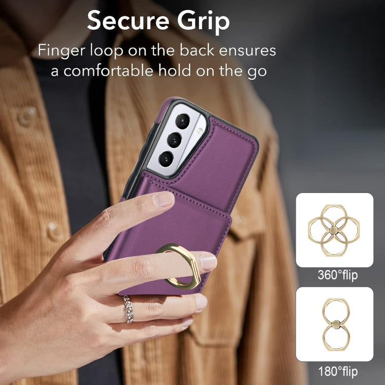 For Samsung Galaxy S21 5G RFID Anti-theft Card Ring Holder Phone Case