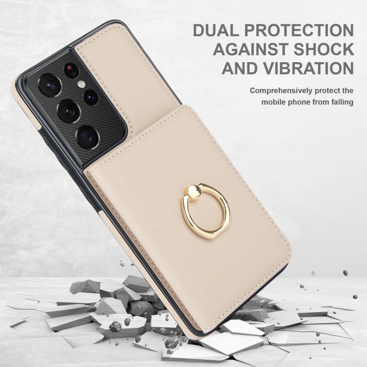 For Samsung Galaxy S21 Ultra 5G RFID Anti-theft Card Ring Holder Phone Case