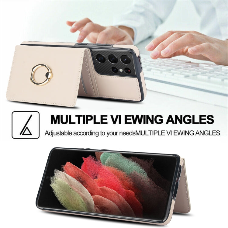 For Samsung Galaxy S21 Ultra 5G RFID Anti-theft Card Ring Holder Phone Case