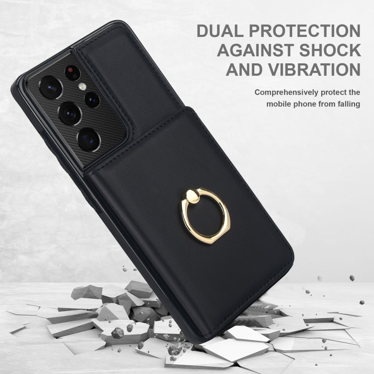 For Samsung Galaxy S21 Ultra 5G RFID Anti-theft Card Ring Holder Phone Case