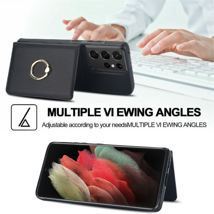 For Samsung Galaxy S21 Ultra 5G RFID Anti-theft Card Ring Holder Phone Case